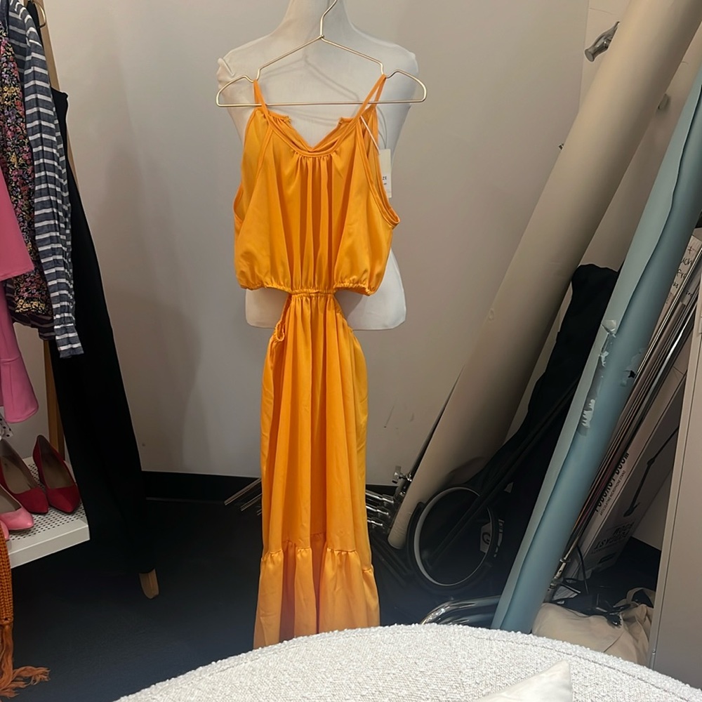 Yellow Spaghetti Strap Maxi Sundress